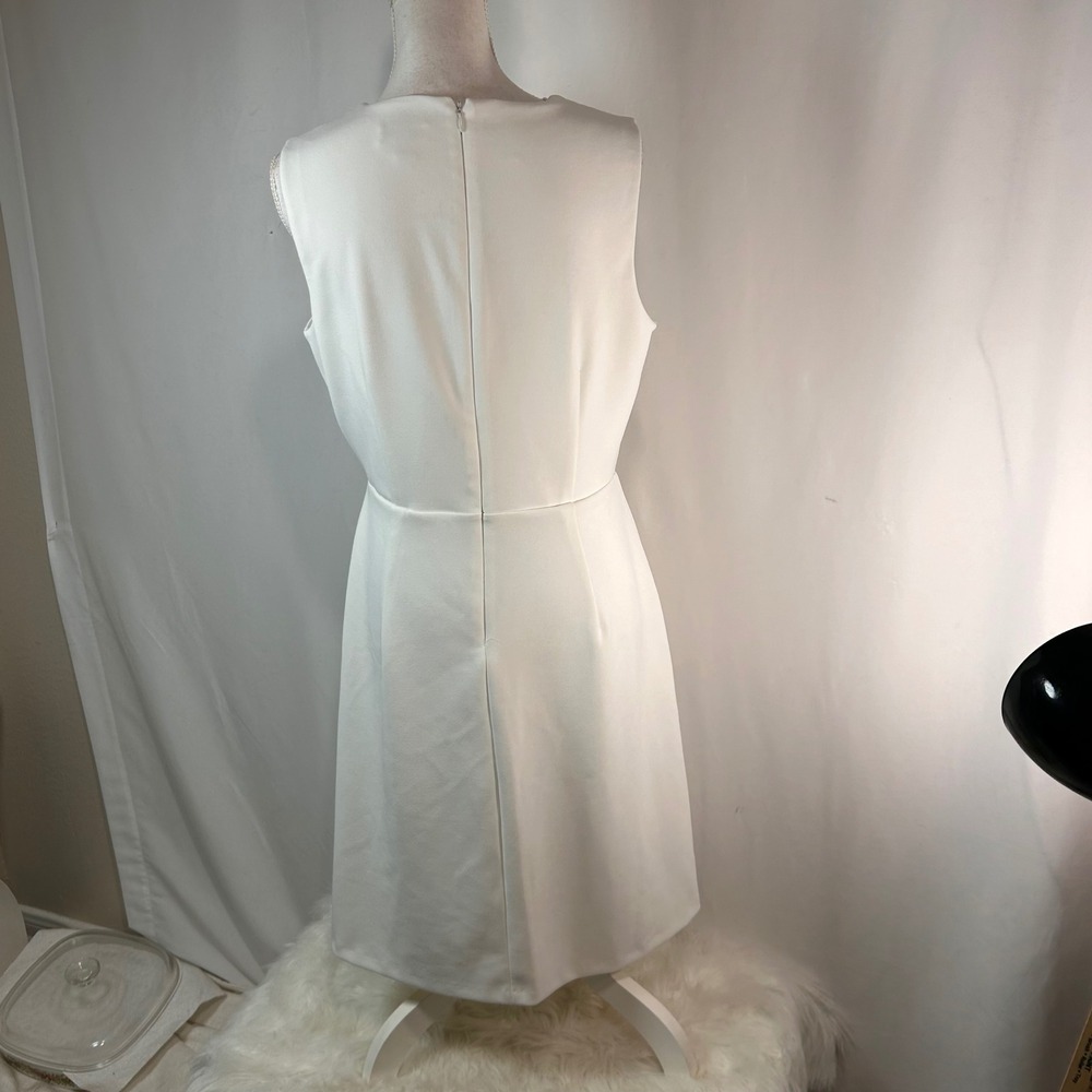 Calvin‎ Klein White Sleeveless Asymmetrical Draped Sheath Dress Size 10 - Picture 6 of 8
